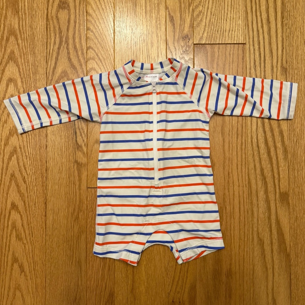 hanna anderson | red white and blue striped swimsuit
